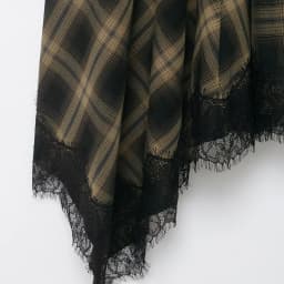 High Waist Plaid Lace Splicing  Skirt European Style Ladies Casual High Waist Polyester Fabric Irregular Skirt