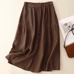 Retro Cotton Linen A-Line Skirt Women's Summer Thin Loose High Waist Slimming Midi Length Linen Skirt Commute Style Splicing ...