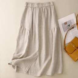 Retro Cotton Linen A-Line Skirt Women's Summer Thin Loose High Waist Slimming Midi Length Linen Skirt Commute Style Splicing ...