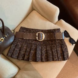 Sexy Leopard Print High Waist Anti-light Pleated Skirt Y2k Spice Girl Short Skirt