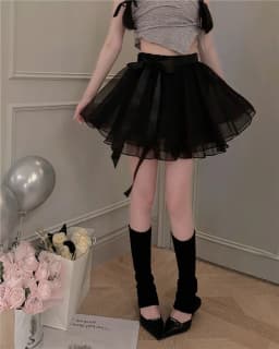 Ballet Mesh Half Skirt Summer New Style Puffy Skirt Small Size Gauze Skirt Slimming Puffy Short Skirt Girls High Waist A-Line...