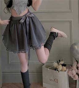 Ballet Mesh Half Skirt Summer New Style Puffy Skirt Small Size Gauze Skirt Slimming Puffy Short Skirt Girls High Waist A-Line...