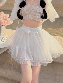Ballet Mesh Half Skirt Summer New Style Puffy Skirt Small Size Gauze Skirt Slimming Puffy Short Skirt Girls High Waist A-Line...