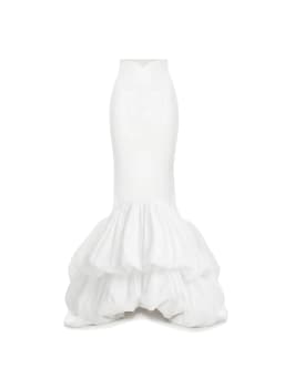 Fashion Mermaid Skirt Layered Zipper Long Skirts Women Custom Made White Skirt Party Wedding