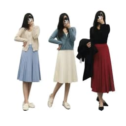 Women Knitted Midi Skirt Elegant Black A-Line High Waist Pleated Long Skirt Korean 2024 Spring Autumn Winter Faldas Femme Jupes