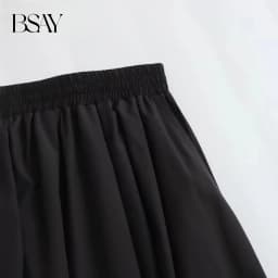 BSAY Women's Fashion Spring New Black Wide Pleated Swing Vintage Chic Female High Waist Elegant A-line Long Skirt Mujer