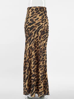 Sexy Leopard Print Long Skirt Women Summer Clothes Fashion Casual Maxi Skirts Woman Clothing High Waist Chiffon Fishtail Skirt