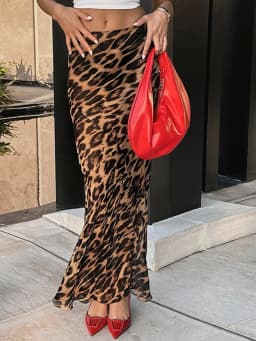 Sexy Leopard Print Long Skirt Women Summer Clothes Fashion Casual Maxi Skirts Woman Clothing High Waist Chiffon Fishtail Skirt