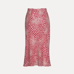 Klacwaya New Girls Silk Pencil Skirts Women Fashion Heart Print High Waist Slim Skirt Ladies Chic Red Leopard Boho Mermaid Skirt