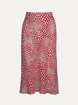 Klacwaya New Girls Silk Pencil Skirts Women Fashion Heart Print High Waist Slim Skirt Ladies Chic Red Leopard Boho Mermaid Skirt