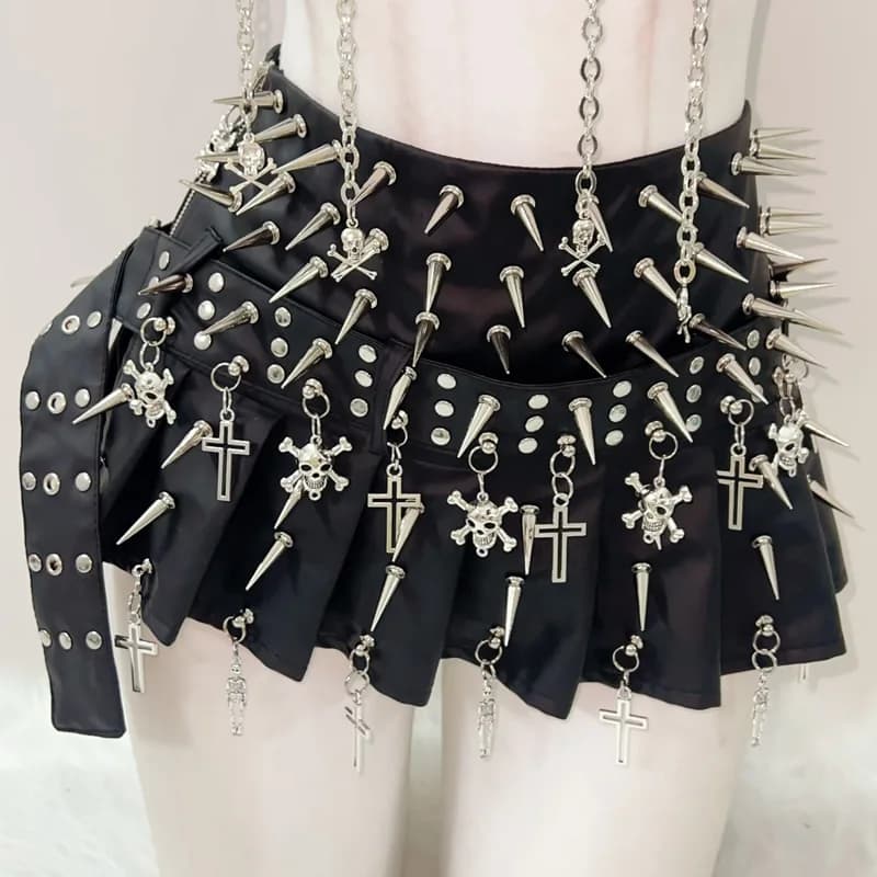 gothic clothes y2k clothes Cross Skirt Skull Short skirts y2k fashion Gothic Skirt y2k Short skirts Cross vintage Short skirts