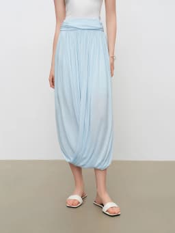 ZIQIAO 2026 Summer New Women‘s Bubble Hem Asymmetric Midi Skirt, Voluminous Knit Bubble Skirt for Coquette & Y2K Street Style
