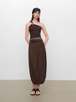 ZIQIAO 2026 Summer New Women‘s Bubble Hem Asymmetric Midi Skirt, Voluminous Knit Bubble Skirt for Coquette & Y2K Street Style