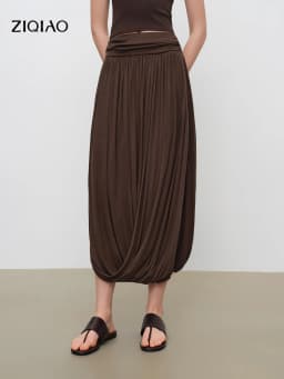 ZIQIAO 2026 Summer New Women‘s Bubble Hem Asymmetric Midi Skirt, Voluminous Knit Bubble Skirt for Coquette & Y2K Street Style