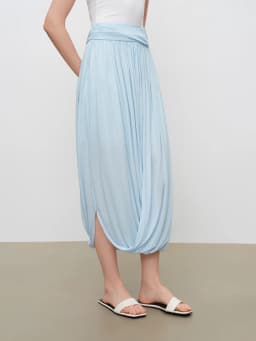 ZIQIAO 2026 Summer New Women‘s Bubble Hem Asymmetric Midi Skirt, Voluminous Knit Bubble Skirt for Coquette & Y2K Street Style