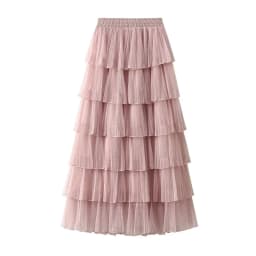 New Summer Korean Mesh Half Body MIDI Skirt Spring and Autumn Super Fairy Layered Cake Skirt Women's Knee Long Beach Skirt