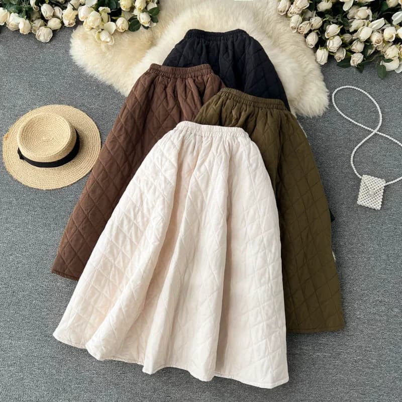 Korean Style Skirts Autumn High Waist Elastic Jupe A-line Black Mujer Faldas Long Bust Skirt Casual Women Clothes Dropshipping