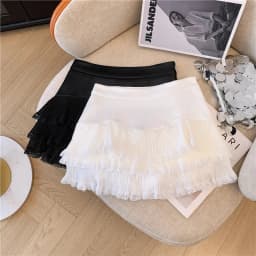Sweet Lace Ruffle Mini Skirt Women Summer High Waist Patchwork Pleated Skirts Y2K Female Korean Fashion Preppy A Line Skirts