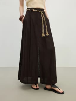FSLE Vacation Style 2025 Summer Women Lounge Lyocell Skirt Oversized Silhouette Resort Ready Fluid Drape Skirt No Belt 25FS12476