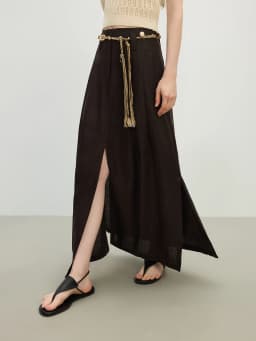 FSLE Vacation Style 2025 Summer Women Lounge Lyocell Skirt Oversized Silhouette Resort Ready Fluid Drape Skirt No Belt 25FS12476