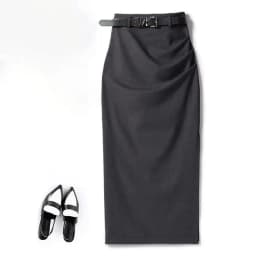 Autumn Office Lady Pencil Skirt Elegant Pleated Midi Skirts Women High Waist Slim Temperament Formal Party Skirt Belt Belt 438A