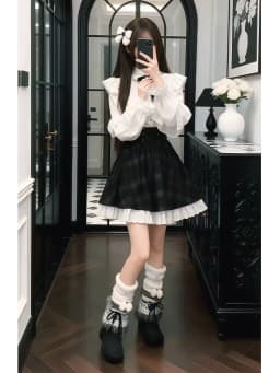 Women's Jirai Kei Lolita Plaid Lace Up High Waist Skirt Sweet A Line Punk Kawaii Subculture Daily Japanese Harajuku Cute Outfit