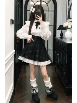 Women's Jirai Kei Lolita Plaid Lace Up High Waist Skirt Sweet A Line Punk Kawaii Subculture Daily Japanese Harajuku Cute Outfit