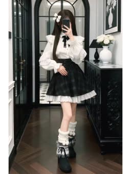 Women's Jirai Kei Lolita Plaid Lace Up High Waist Skirt Sweet A Line Punk Kawaii Subculture Daily Japanese Harajuku Cute Outfit