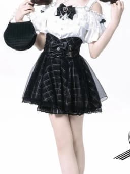 Women's Jirai Kei Lolita Plaid Lace Up High Waist Skirt Sweet A Line Punk Kawaii Subculture Daily Japanese Harajuku Cute Outfit