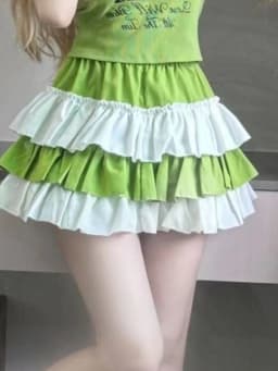 Y2k Aesthetic Contrast Color Women Skirts Harajuku Ball Gown High Waist Ruffled Mini Skirt 2026 Summer Grunge Sweet Cake Faldas