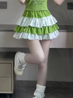 Y2k Aesthetic Contrast Color Women Skirts Harajuku Ball Gown High Waist Ruffled Mini Skirt 2026 Summer Grunge Sweet Cake Faldas