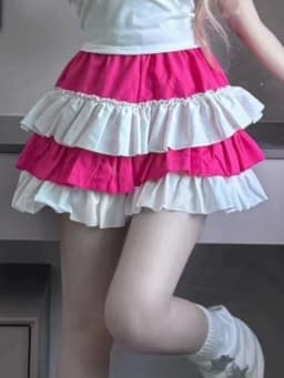 Y2k Aesthetic Contrast Color Women Skirts Harajuku Ball Gown High Waist Ruffled Mini Skirt 2026 Summer Grunge Sweet Cake Faldas