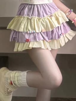 Y2k Aesthetic Contrast Color Women Skirts Harajuku Ball Gown High Waist Ruffled Mini Skirt 2026 Summer Grunge Sweet Cake Faldas