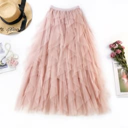Fashion Tutu Tulle Skirt Women Long Maxi Skirt 2022 Spring Summer Korean Black Pink High Waist Pleated Skirt Female