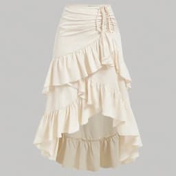 Skirts Summer Elegant Vacation Asymmetrical Flounce Drawstring Natural Waist Midi Casual A-Line Skirts For Women