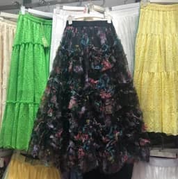 3D Floral White Skirt Women A-line Elastic High Waist Female Skirt Faldas Ajustadas French Chic Elegant Long Skirts Dropshipping