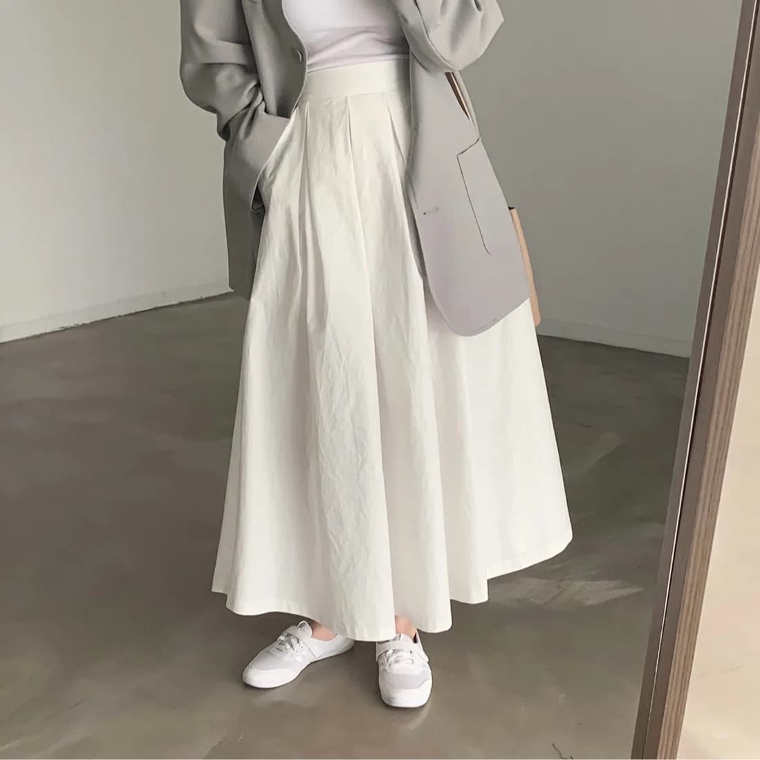 Simple Mid-Length A-Line Skirt High Waist Midi Skirt  Color Commute Style Half Body Skirt Elegant Women's Fashion