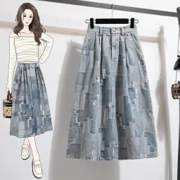 High Waist Denim Skirt Women New Arrival 2024 Autumn Vintage Style Streetwear Basics Ladies Elegant A-line Long Skirts B3980