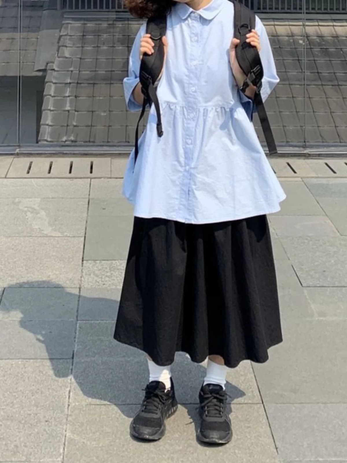 Retro Hong Kong Style Workwear Midi Skirt Women plus Size Elastic Waist A-Line Pure Color Japanese Style Cotton 100%