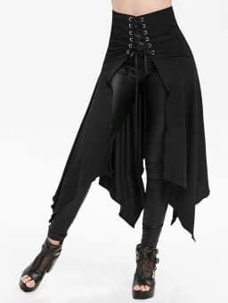 Dressfo Womens Asymmetic Hem Plaid Skirt Buckle Strap Detail Casual Midi A Line Dress Black Skirts 2024 New