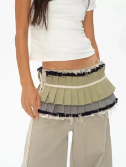 Denim Patchwork Drawstring Waistband Skirt Girls Streetwear Y2K Skirt for Women 2025 Autumn New Fashion Versatile Short Skirts