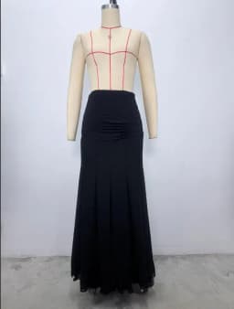 Mermaid Skirts Women Long Skirt Ruffles Hem High Waist Stretch Folds Floor Length A Line Female Spring Summer 2026 Streetwear