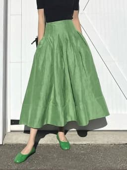 Faldas Mujer Moda Retro Temperament Green High Waist Slim Big Umbrella Skirts Pocket Women Pleated Long Casual