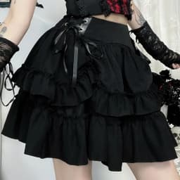 Japanese Gothic Y2k Lolita Style Skirt Women Harajuku Dark Streetwear Lace Mini Cake Skirt Female Fashion Slim Outfitn