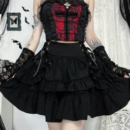 Japanese Gothic Y2k Lolita Style Skirt Women Harajuku Dark Streetwear Lace Mini Cake Skirt Female Fashion Slim Outfitn