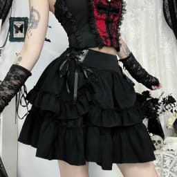 Japanese Gothic Y2k Lolita Style Skirt Women Harajuku Dark Streetwear Lace Mini Cake Skirt Female Fashion Slim Outfitn