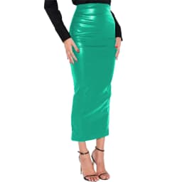 Fashion Street High Waist Skinny PU Leather Midi Skirt Elegant Slim Office Lady Pencil Skirt Womens Matte Leather Hobble Skirt