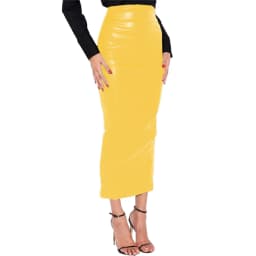 Fashion Street High Waist Skinny PU Leather Midi Skirt Elegant Slim Office Lady Pencil Skirt Womens Matte Leather Hobble Skirt