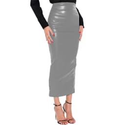 Fashion Street High Waist Skinny PU Leather Midi Skirt Elegant Slim Office Lady Pencil Skirt Womens Matte Leather Hobble Skirt