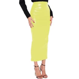 Fashion Street High Waist Skinny PU Leather Midi Skirt Elegant Slim Office Lady Pencil Skirt Womens Matte Leather Hobble Skirt